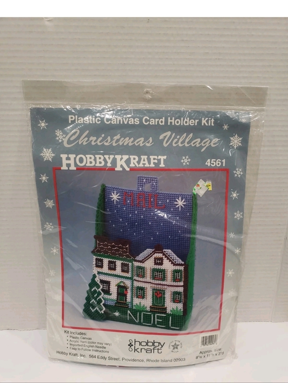 Vintage Hobby Kraft 4561 Plastic Canvas Noel House Card Holder Craft Kit Sealed
